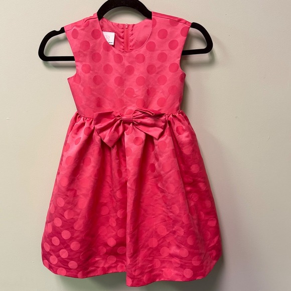Bonnie Jean Other - Bonnie Jean Girls Pink Preppy Polka Dot Bow Elegant Semi-Formal Party Dress Sz 6